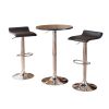 Baxton Black Adjustable Height Wood and Chrome Metal Bar Table and 2 Black Chrome Air Lift Adjustable Swivel Stools Set