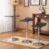 Baxton Black Adjustable Height Wood and Chrome Metal Bar Table and 2 Black Chrome Air Lift Adjustable Swivel Stools Set
