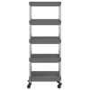 5-Tier Kitchen Trolley Gray 16.5"x11.4"x50.4" Iron and ABS