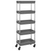5-Tier Kitchen Trolley Gray 16.5"x11.4"x50.4" Iron and ABS