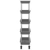5-Tier Kitchen Trolley Gray 16.5"x11.4"x50.4" Iron and ABS